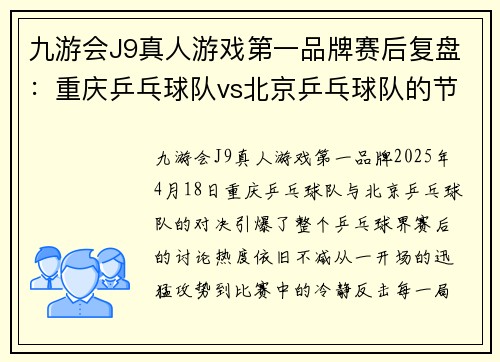 九游会J9真人游戏第一品牌赛后复盘：重庆乒乓球队vs北京乒乓球队的节奏